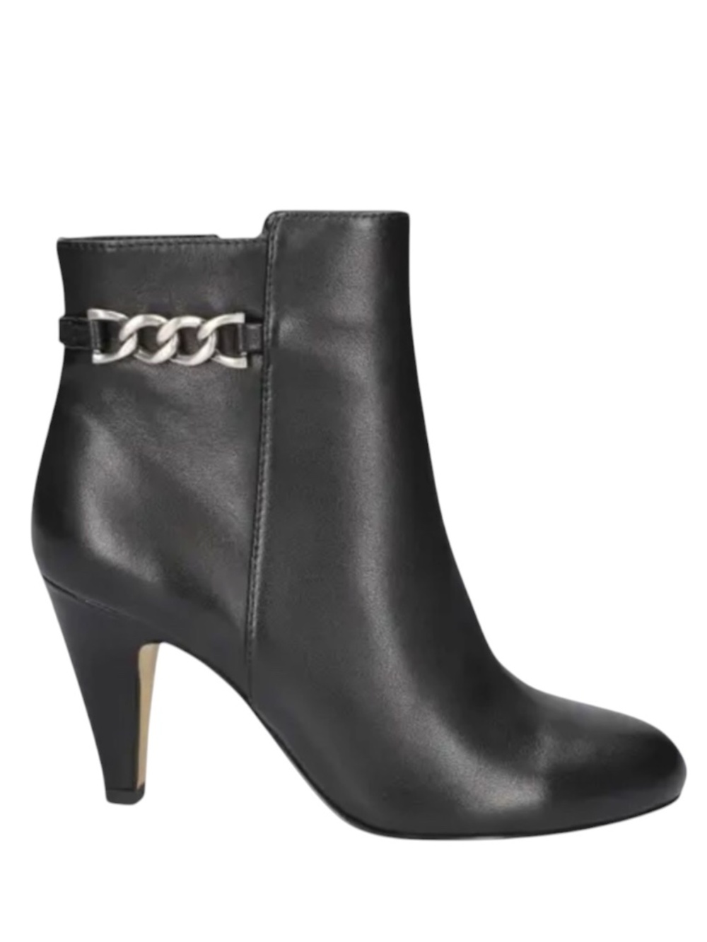 Bella Vita Agnes Bootie – Black Leather Wide Width Chain Detail Ankle Boots